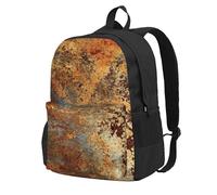 InOmak Brown Rust Colorful Metal Rusty Steel Iron Structure, Backpack With Pockets Casual Daypack Water Resistant School Bag for Travelling, Hiking, or Camping