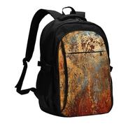 InOmak Brown Rust Colorful Metal Rusty, Travel Backpack Casual School Bags Laptop Rucksack With USB Charging Port For Men Women