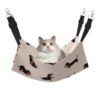InOmak Cartoon Happy Dachshund Pattern,Cat Hanging Hammock Soft Double Sided Hanging Bed for Small Dogs Pet,M