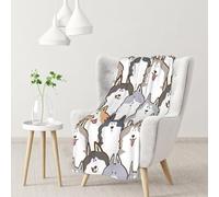 InOmak Cartoon Siberian Husky Dog,Soft Blanket Warm Anti-Pilling Flannel Plush Throw Blanket 76 X 102 cm