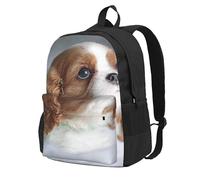 InOmak Cavalier King Charles Spaniel Face, Backpack With Pockets Casual Daypack Water Resistant School Bag for Travelling, Hiking, or Camping