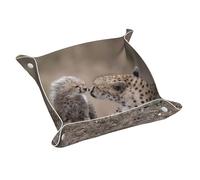 InOmak Cheetah, Leather Storage Tray Jewellery Organiser Desktop Catchall Tray, Dresser Organizer Plate,M