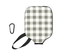 InOmak Chequered Geometric Grey White Plaid Abstract, Sport Pickleball Paddle Cover, Pickleball Paddle Case Fits Most Standard Paddle Shapes and Sizes