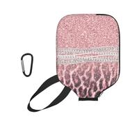 InOmak Chic Girly Pink Leopard Animal Print Glitter, Sport Pickleball Paddle Cover, Pickleball Paddle Case Fits Most Standard Paddle Shapes and Sizes