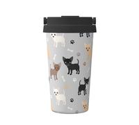 InOmak Chihuahua Paws and Bones,500ml Coffee Mug Insulated Stainless Steel Water Bottle Portable Coffee Cup