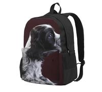 InOmak Cocker Spaniel Puppy Black And White Spaniel, Backpack With Pockets Casual Daypack Water Resistant School Bag for Travelling, Hiking, or Camping