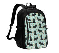 InOmak Cocker Spaniel With Coffees Black Cocker Spaniel Dog, Travel Backpack Casual School Bags Laptop Rucksack With USB Charging Port For Men Women