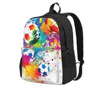 InOmak Colored Splashes All Over The Soccer, Backpack With Pockets Casual Daypack Water Resistant School Bag for Travelling, Hiking, or Camping