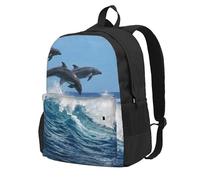 InOmak Common Bottlenose Dolphin, Backpack With Pockets Casual Daypack Water Resistant School Bag for Travelling, Hiking, or Camping