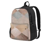 InOmak Copper And Blush Rose Gold Marble Argyle, Backpack With Pockets Casual Daypack Water Resistant School Bag for Travelling, Hiking, or Camping