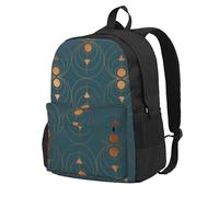 InOmak Copper Art Deco On Emerald, Backpack With Pockets Casual Daypack Water Resistant School Bag for Travelling, Hiking, or Camping