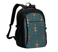 InOmak Copper Art Deco On Emerald, Travel Backpack Casual School Bags Laptop Rucksack With USB Charging Port For Men Women