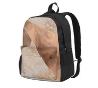 InOmak Copper Foil And Blush Rose Gold Marble Triangles, Backpack With Pockets Casual Daypack Water Resistant School Bag for Travelling, Hiking, or Camping