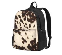 InOmak Cowhide With Black And Brown Spots, Backpack With Pockets Casual Daypack Water Resistant School Bag for Travelling, Hiking, or Camping