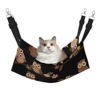 InOmak Cute Brown Cartoon Owls,Cat Hanging Hammock Soft Double Sided Hanging Bed for Small Dogs Pet,M