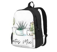 InOmak Cute Cactus Succulent Cacti, Backpack With Pockets Casual Daypack Water Resistant School Bag for Travelling, Hiking, or Camping
