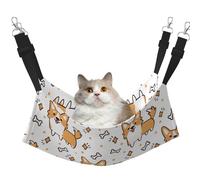 InOmak Cute Corgi Dog And Bone Pattern,Cat Hanging Hammock Soft Double Sided Hanging Bed for Small Dogs Pet,M