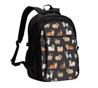 InOmak Cute Decorative Dogs Pattern, Travel Backpack Casual School Bags Laptop Rucksack With USB Charging Port For Men Women