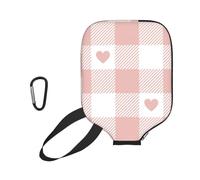 InOmak Cute Heart Pink Buffalo Plaid Pattern, Sport Pickleball Paddle Cover, Pickleball Paddle Case Fits Most Standard Paddle Shapes and Sizes