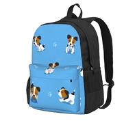 InOmak Cute Jack Russell Terrier Dogs With Bones Pattern, Backpack With Pockets Casual Daypack Water Resistant School Bag for Travelling, Hiking, or Camping