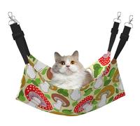 InOmak Cute Mushrooms And Leaves Pattern,Cat Hanging Hammock Soft Double Sided Hanging Bed for Small Dogs Pet,L