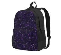 InOmak Dark Amethyst Purple Glitter, Backpack With Pockets Casual Daypack Water Resistant School Bag for Travelling, Hiking, or Camping