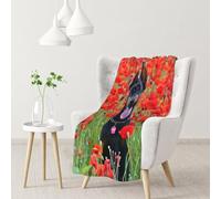 InOmak Doberman Pinscher In The Flower,Soft Blanket Warm Anti-Pilling Flannel Plush Throw Blanket 76 X 102 cm