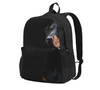 InOmak Doberman Pinscher Pets Dogs Black Dogs Doberman, Backpack With Pockets Casual Daypack Water Resistant School Bag for Travelling, Hiking, or Camping