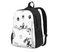 InOmak Dog Pattern Boston Terrier, Backpack With Pockets Casual Daypack Water Resistant School Bag for Travelling, Hiking, or Camping