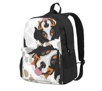 InOmak Dog Paws Pattern Bernese Mountain Dog, Backpack With Pockets Casual Daypack Water Resistant School Bag for Travelling, Hiking, or Camping