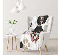 InOmak Dog Paws Pattern Bernese Mountain Dog,Soft Blanket Warm Anti-Pilling Flannel Plush Throw Blanket 76 X 102 cm