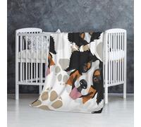 InOmak Dog Paws Pattern Bernese Mountain Dog,Soft Blanket Warm Anti-Pilling Flannel Plush Throw Blanket 76 X 127 cm