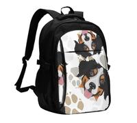 InOmak Dog Paws Pattern Bernese Mountain Dog, Travel Backpack Casual School Bags Laptop Rucksack With USB Charging Port For Men Women