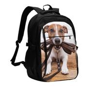 InOmak Dogs Jack Russell Terrier Animals, Travel Backpack Casual School Bags Laptop Rucksack With USB Charging Port For Men Women