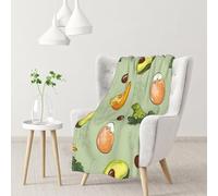 InOmak Doodle Broccoli Cheese Avocado,Soft Blanket Warm Anti-Pilling Flannel Plush Throw Blanket 76 X 102 cm