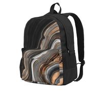 InOmak Elegant Black Marble With Gold And Copper Veins, Backpack With Pockets Casual Daypack Water Resistant School Bag for Travelling, Hiking, or Camping