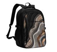 InOmak Elegant Black Marble With Gold And Copper Veins, Travel Backpack Casual School Bags Laptop Rucksack With USB Charging Port For Men Women