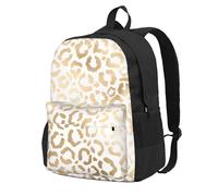 InOmak Elegant Gold White Leopard Cheetah, Backpack With Pockets Casual Daypack Water Resistant School Bag for Travelling, Hiking, or Camping
