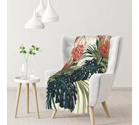 InOmak Exotic Palm Leaves Jungle Leaf Tropical Floral Pink Green,Soft Blanket Warm Anti-Pilling Flannel Plush Throw Blanket 76 X 102 cm
