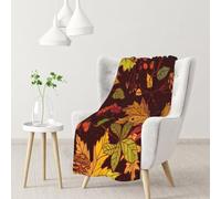 InOmak Fall Autumn Leaves Acorn Berries Printed,Soft Blanket Warm Anti-Pilling Flannel Plush Throw Blanket 76 X 102 cm