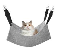 InOmak Faux Sparkly Silver Glitter Printed,Cat Hanging Hammock Soft Double Sided Hanging Bed for Small Dogs Pet,M