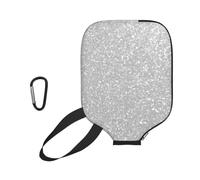 InOmak Faux Sparkly Silver Glitter Printed, Sport Pickleball Paddle Cover, Pickleball Paddle Case Fits Most Standard Paddle Shapes and Sizes