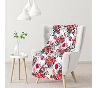 InOmak Floral Bright Chic Red Navy Bouquets,Soft Blanket Warm Anti-Pilling Flannel Plush Throw Blanket 76 X 102 cm