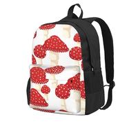 InOmak Fly Agaric Red Mushrooms Pattern, Backpack With Pockets Casual Daypack Water Resistant School Bag for Travelling, Hiking, or Camping
