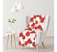 InOmak Fly Agaric Red Mushrooms Pattern,Soft Blanket Warm Anti-Pilling Flannel Plush Throw Blanket 76 X 102 cm
