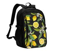 InOmak Fruit Lemon Pattern, Travel Backpack Casual School Bags Laptop Rucksack With USB Charging Port For Men Women
