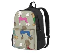 InOmak Funny Cartoon Colorful Poodle, Backpack With Pockets Casual Daypack Water Resistant School Bag for Travelling, Hiking, or Camping