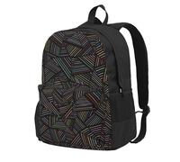 InOmak Geometric Linear Rainbow 3D Printed, Backpack With Pockets Casual Daypack Water Resistant School Bag for Travelling, Hiking, or Camping