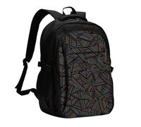 InOmak Geometric Linear Rainbow 3D Printed, Travel Backpack Casual School Bags Laptop Rucksack With USB Charging Port For Men Women