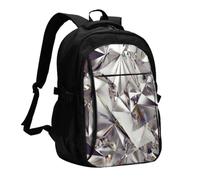 InOmak Glitter Diamond Crystal Pattern Print, Travel Backpack Casual School Bags Laptop Rucksack With USB Charging Port For Men Women
